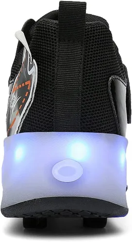 Vista 7 de Zapatos con ruedas para niños 4 ruedas mejoradas, modelo 16 LED, recargable, colorido, para niñas, niños, tenis retráctiles, zapatos de skate