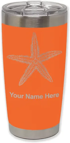 Vista 30 de LaserGram 20oz Vacuum Insulated Tumbler Mug, Starfish, Personalized Engraving Included (Black)