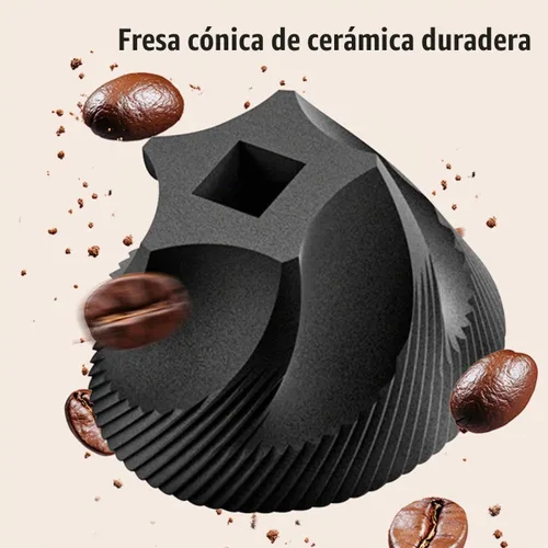 Vista 3 de Molinillo de café eléctrico portátil con 38 ajustes de molienda ajustables, rebaba cónica de núcleo de cerámica recargable por USB, molinillo