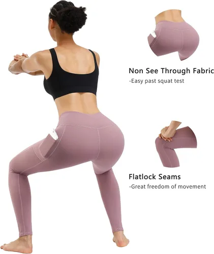 Vista 4 de Fengbay - Pantalones de yoga de cintura alta para mujer con control de abdomen, bolsillos y elasticidad en 4 direcciones, pantalones de yoga