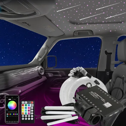 Vista 9 de AKEPO Kit de luces de fibra óptica 3 en 1 con control de aplicación, luz de estrella, estrella fugaz+sincronización de música activada debajo