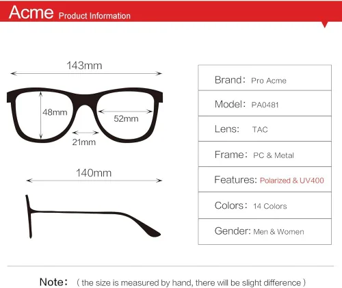 Vista 6 de Pro Acme Gafas de sol polarizadas clásicas sin montura con remaches metálicos