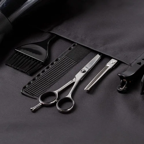 Vista 7 de Tosewever Delantales de camarera con 3 bolsillos, delantal de cintura para camarera para mujeres y hombres, restaurante, hogar, negro, medio delantal