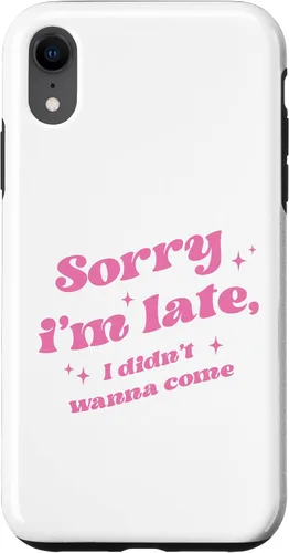 Vista 8 de Carcasa estética para iPhone 15 Sorry I'm Late I Didnt Want To Come, color rosa