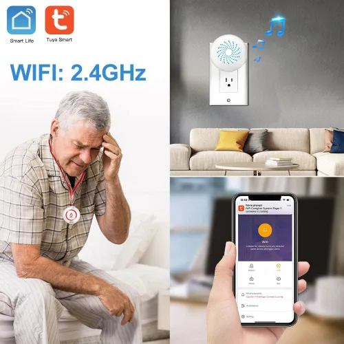 Vista 2 de SINGCALL Tuya WiFi, sistema inalámbrico de localización para cuidadores, 1
