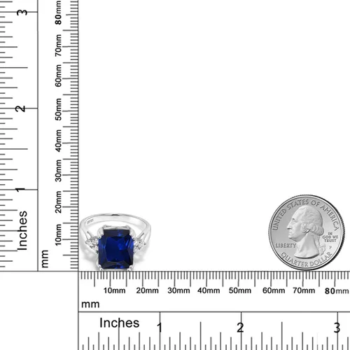 Vista 5 de Gem Stone King Anillo de compromiso con piedra natal de 5-10 ct para mujer Plata de Ley 925 Corte esmeralda de 12x10 mm Anillo de promesa