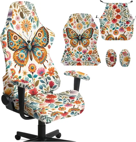 Vista 10 de Peacock Gaming Chair Slipcover with Zipper Computer Chair Covers Strtchable 4pcs Ergonomic Gamer Chairs Protector for Adults,Blue