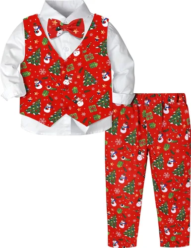 Vista 43 de A&J DESIGN Conjunto de traje de caballero para niños pequeños, 3 piezas, camisas, chaleco y pantalones
