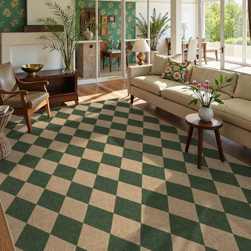 Vista 58 de Lahome Alfombra de yute a cuadros fácil 2'x3', alfombra pequeña para entrada, antideslizante, alfombra para la puerta delantera de la cocina