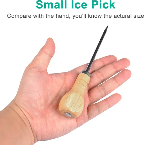 Vista 5 de Yzurbu 6pcs Ice Pick para romper hielo, herramienta de acero inoxidable con mango de madera de seguridad para cocina