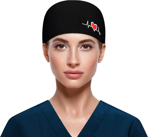 Vista 2 de Fesciory Gorras de trabajo ajustables con botón y banda para el sudor, vendaje elástico para mujer