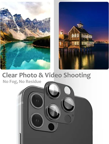 Vista 7 de Protector de lente de cámara compatible con iPhone 13 Pro / 13 Pro Max, protector de lente de cámara de vidrio templado de metal Plus, compatible