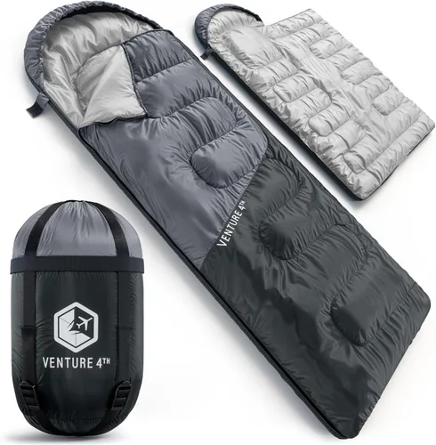 Vista 11 de VENTURE 4TH Saco de dormir para mochileros – XXL, tamaños dobles e individuales – Saco de dormir ligero para clima cálido y frío para adultos, niños
