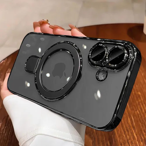 Vista 18 de Funda transparente con soporte magnético invisible para iPhone 14 Pro con protector de lente de cámara incorporado Compatible con MagSafe, cubierta