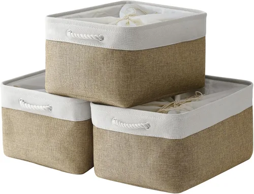 Vista 42 de TheWarmHome Contenedores de almacenamiento para estantes, tamaño mediano, 3 unidades, 13.8 pulgadas de largo x 9.8 pulgadas de ancho x 6.7 pulgadas
