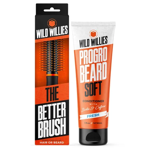 Vista 7 de Wild Willies - Kit de cepillo y bálsamo para barba de cerdas de jabalí, acondicionador sin enjuague Cerdas de jabalí auténticas, acondicionador