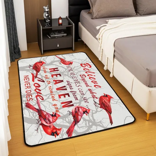 Vista 4 de Cardinal Bird - Alfombra decorativa de 3 x 5 pulgadas, diseño de pájaros rojos, para dormitorio, niñas, niños, ramas de árboles, alfombra decorativa