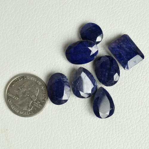 Vista 6 de REAL-GEMS 100 unidades7 piezas de piedras preciosas sueltas de zafiro azul tallado africano tallado ovalado natural, Gema, Mezcla de piedras