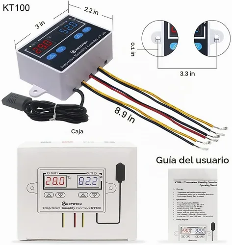 Vista 7 de Control del humidistato del termóstato del regulador 120V de la temperatura