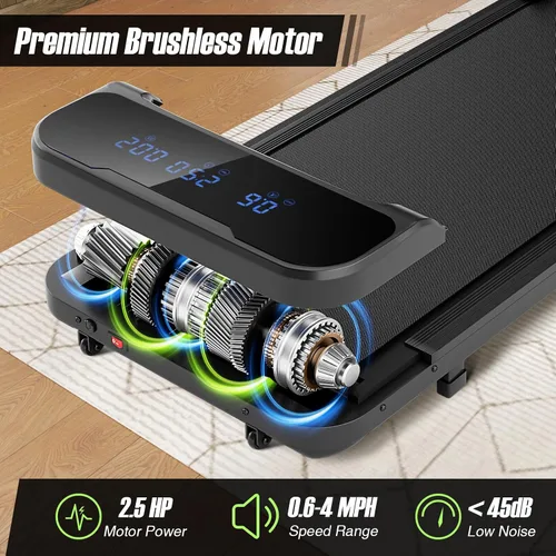 Vista 4 de Goplus Walking Pad, 2.5 HP Under Desk Treadmill with Remote Control & LED Display, 3 Countdown Modes, 0.6-4 MPH Portable Treadmills for Home Small