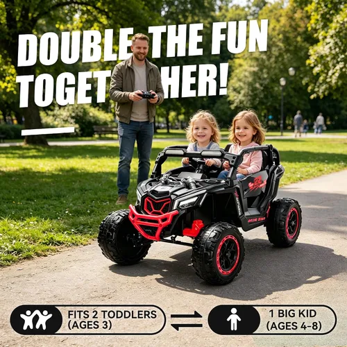 Vista 6 de 24V Ride on Toys for Kids, 2 Seater Electric Car w/Remote Control, 4 Wheel Suspension, Max 5 MPH, Slow Start, 2X200W, Bluetooth, Music, LED Light