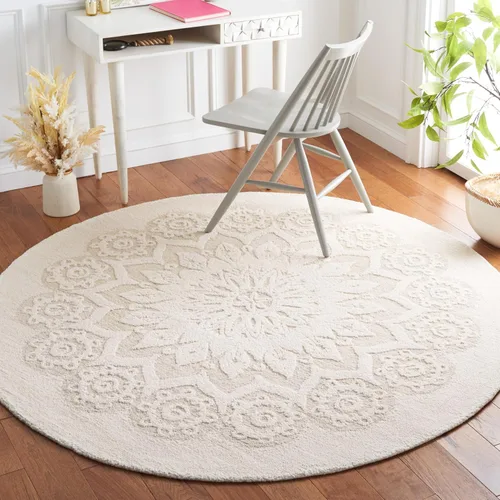 Vista 17 de SAFAVIEH Blossom Collection - Alfombra decorativa, 2 x 3 pies, color marfil y beige, lana hecha a mano, ideal para zonas de alto tráfico en entrada