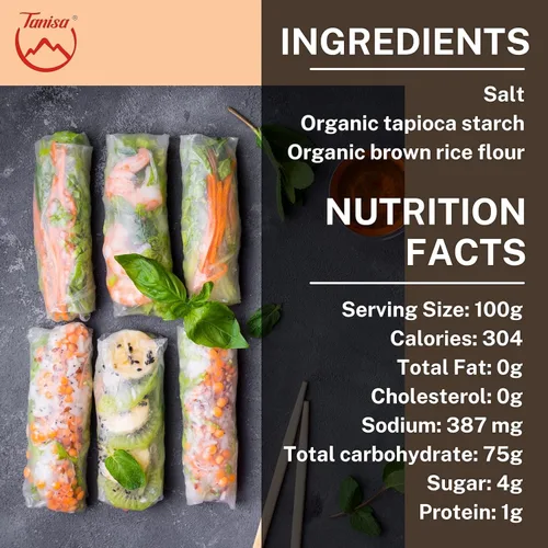 Vista 5 de TANISA Envoltura orgánica del papel del arroz integral, rollos frescos de los envoltorios del papel del arroz del rollo de la primavera sin gluten