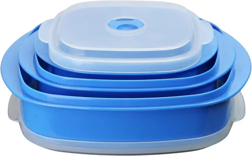 Vista 2 de Kit de 6 unidades de recipientes de cocina para microondas, vaporera y refrigerador, de Callypso Basics por Reston Lloyd, 1, Celeste