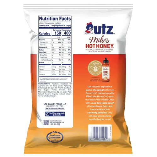 Vista 2 de Utz® Mike's Hot Honey - Papas fritas con sabor a miel; 2.625 onzas, 14