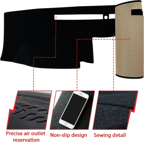 Vista 2 de Tapete para Cubierta de Tablero de Instrumentos Compatible con Nissan Frontier 2007-2021 Suzuki Equator 2009-2012 Protector Antideslizante con Borde