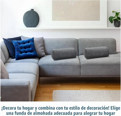 Vista 6 de Remerry 2 fundas de almohada cervical de terciopelo de 16 x 6 pulgadas con cremallera, solo fundas de almohada de cuello redondo, fundas de almohada