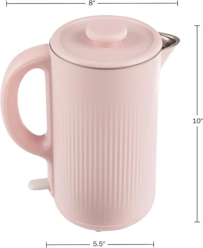 Vista 14 de Hervidor eléctrico – Calentador de agua de ebullición rápida con apagado automático con interior de acero inoxidable y construcción de doble pared