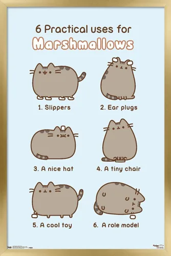 Vista 18 de Trends International Pusheen - Póster de pared de malvavisco, 14.725 x 22.375 pulgadas, versión enmarcada de madera de granero