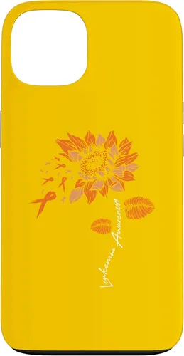 Vista 7 de iPhone 16 Leukemia Blood Cancer Awareness Orange Ribbon Sunflower Case