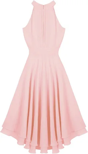 Vista 6 de iEFiEL - Vestido de gasa para mujer con cuello halter sin mangas y cuello alto y corto