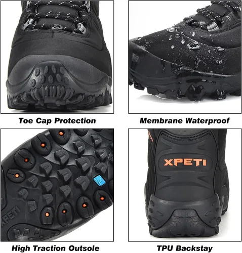 Vista 2 de Xpeti - Botas de senderismo Thermator para mujer, impermeables y de alto corte