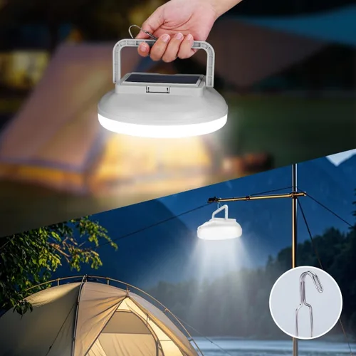 Vista 9 de Linterna solar que acampa 126 LED, luz colgante recargable de la tienda