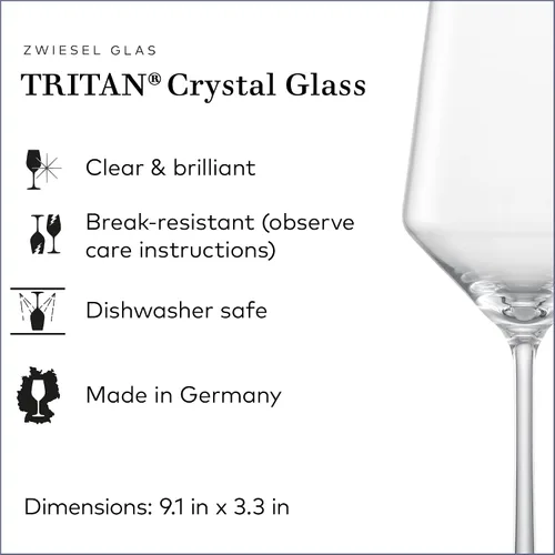 Vista 2 de ZWIESEL GLAS Pure Saugivnon Blanc - Copas de vino blanco (juego de 4), elegantes copas de vino para vino blanco, vasos de cristal Tritan aptos