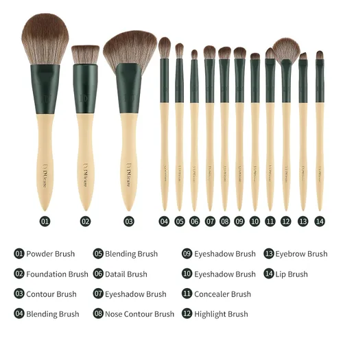 Vista 6 de DUcare Brochas de maquillaje, 14 piezas con 3 esponjas de maquillaje, bolsa de cosméticos y peine de pestañas