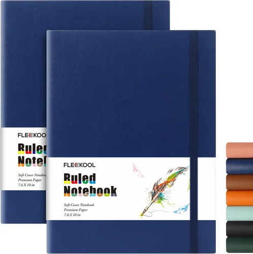 Vista 8 de Diarios de negocios, paquete de 2 cuadernos B5 de rayas universitarias de tapa suave grande con papel rayado grueso de 100gsm, 376 páginas