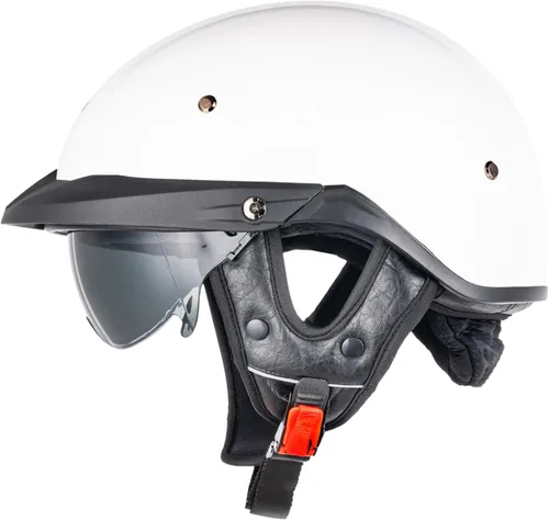 Vista 10 de VCOROS VHF04 - Casco de motocicleta para adultos, estilo retro, con cara abierta Adult Vintage Cruiser Motorcycle Helmet Retractable Sun Visor DOT