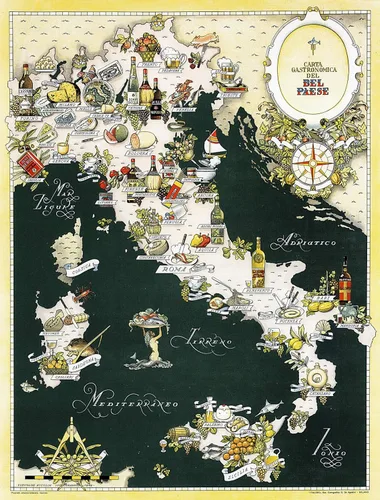 Vista 5 de Carta Gastronomica - Carta Gastronomica - Cocina italiana decoración de restaurante sin marco (16 x 20 pulgadas)
