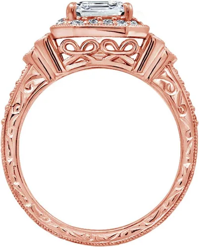 Vista 28 de Amazon Essentials Anillo antiguo de plata de ley chapada en platino o oro con circonita cúbica de elementos infinitos de corte Asscher