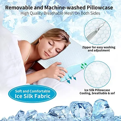 Vista 2 de Almohadas de espuma viscoelástica, almohada cervical tamaño Queen para dormir, almohada cervical ergonómica para dormir lateral, espalda, estómago