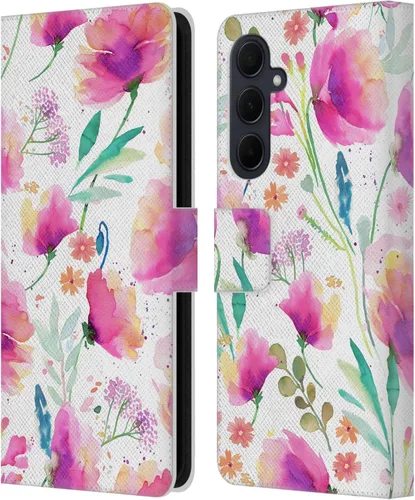 Vista 73 de Head Case Designs Officially Licensed Ninola Abstract Poppies Lilac Floral Leather Wallet Case Compatible with Samsung Galaxy A07 4G