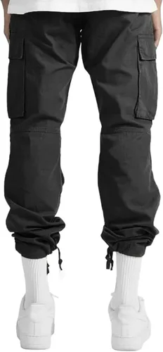 Vista 5 de Pantalones tipo cargo para hombre, casuales, pantalones atléticos, holgados, pantalones de senderismo para uso al aire libre, con bolsillos