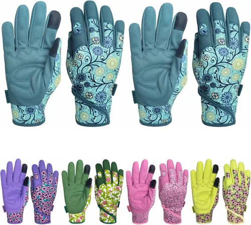 Vista 16 de Guantes de jardinería a prueba de espinas y resistentes a pinchazos con agarre, guante de jardín para mujer, regalos de cuero para trabajo
