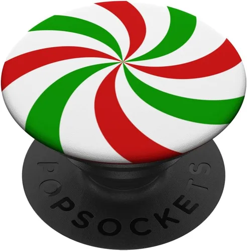 Vista 6 de PopSockets MagSafe PopGrip de bastón de caramelo de menta rojo, blanco y verde para iPhone