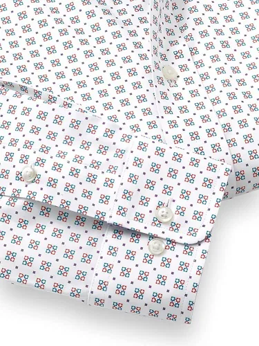 Vista 4 de Paul Fredrick Camisa de vestir de algodón sin hierro con estampado decorativo para hombre