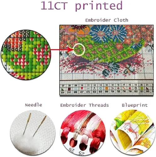Vista 4 de Findvoor Kits de punto de cruz estampados para principiantes, gama completa de patrones de bordado de punto de cruz para adultos, 11 unidades, kit